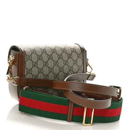 Gucci GG Supreme Monogram Web Mini Horsebit 1955 Shoulder Bag Beige Brown Sugar 3 of 10