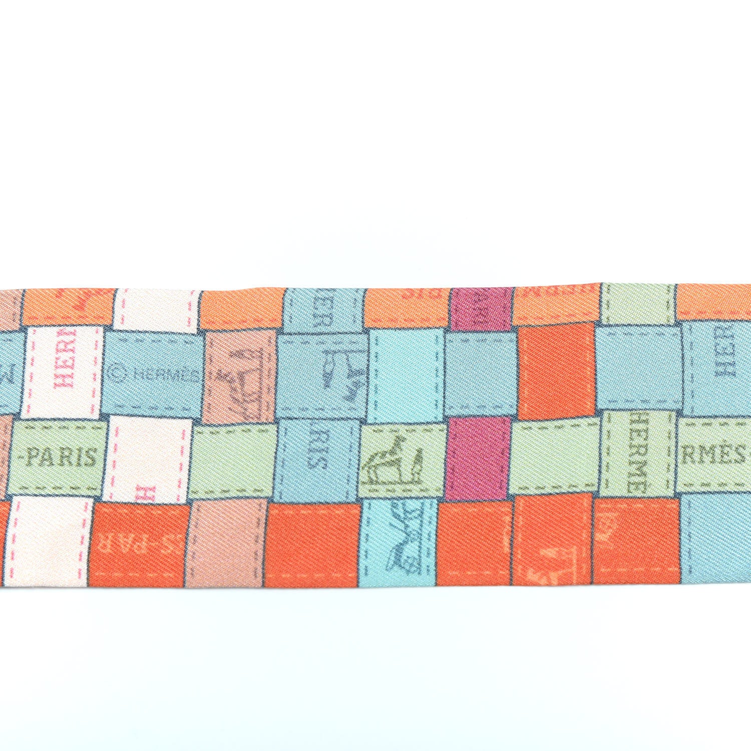 Hermes Silk Bolduc Au Carre Twilly Capucine Vert Gris Bleuete 5 of 5