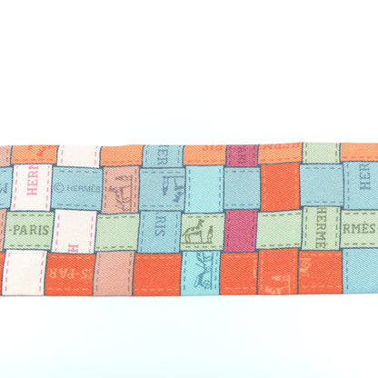 Hermes Silk Bolduc Au Carre Twilly Capucine Vert Gris Bleuete 5 of 5