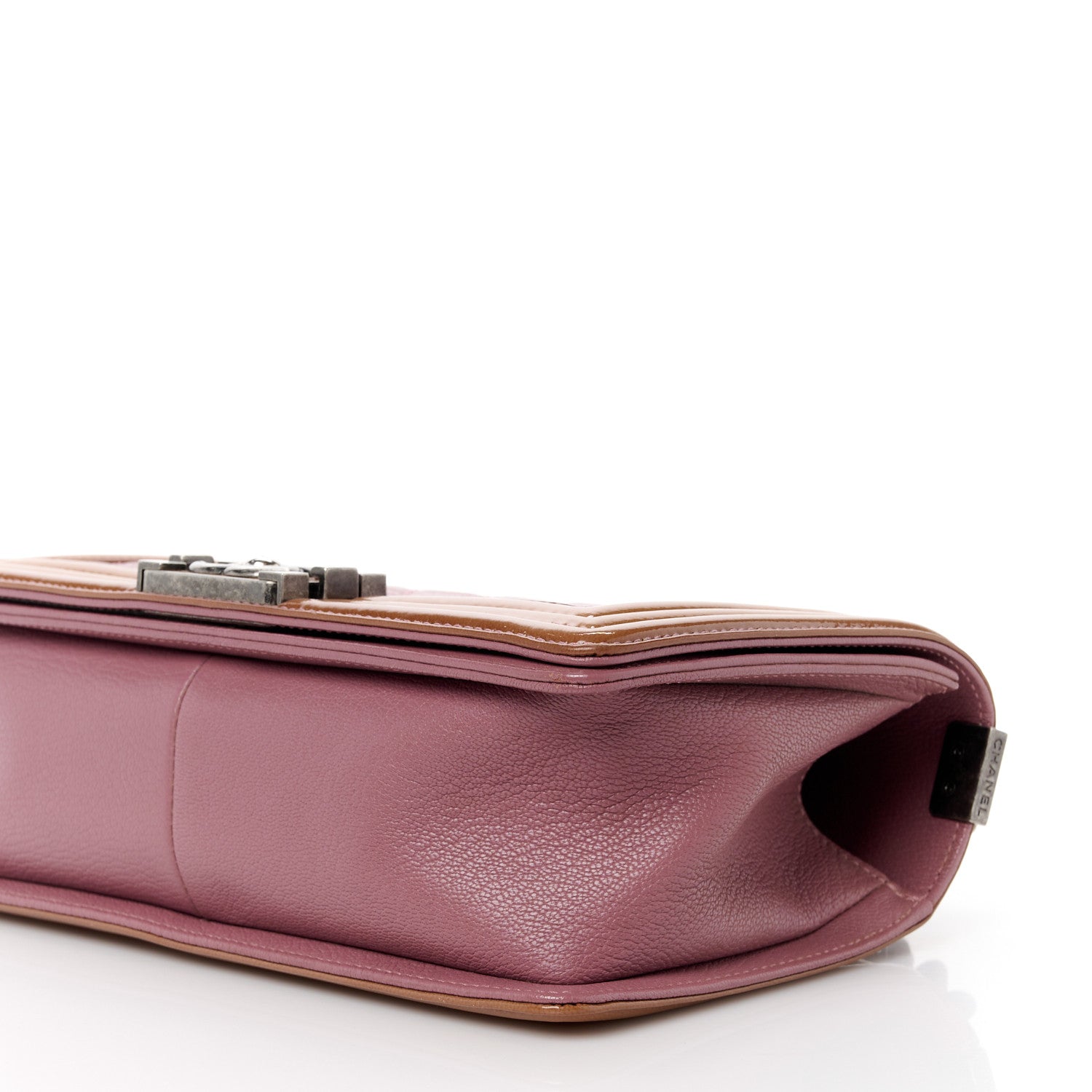 Chanel Goatskin Quilted Patent Medium Duo Boy Flap Pink Tan 10 of 10