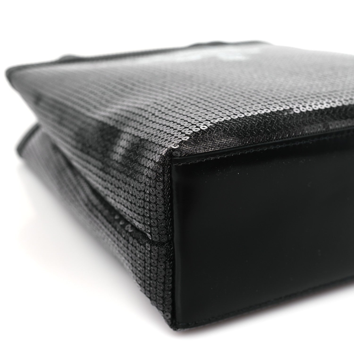 Prada Sequin Rete Paillettes Small Tote Bag Black 9 of 10
