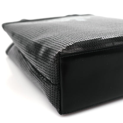 Prada Sequin Rete Paillettes Small Tote Bag Black 9 of 10