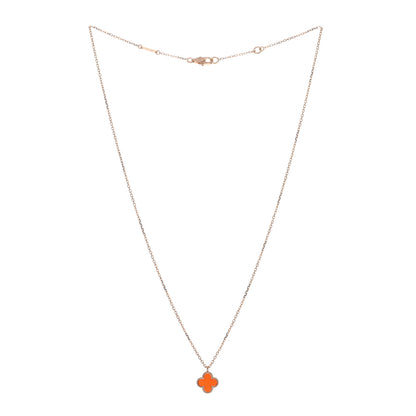 Van Cleef & Arpels 18K Rose Gold Carnelian Sweet Alhambra Pendant Necklace 2 of 5