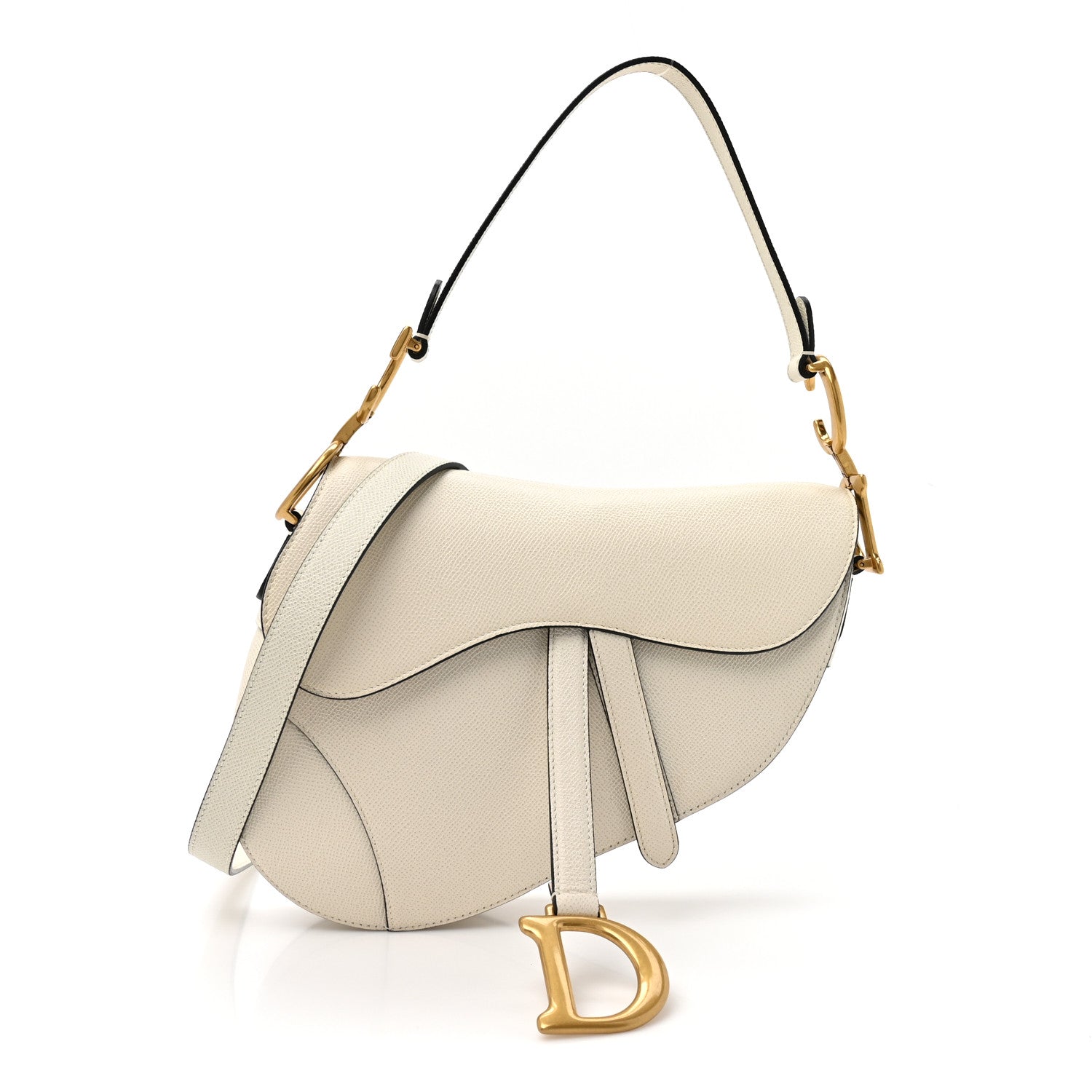 Christian Dior Grained Calfskin Saddle Bag With Strap Latte 1 of 10