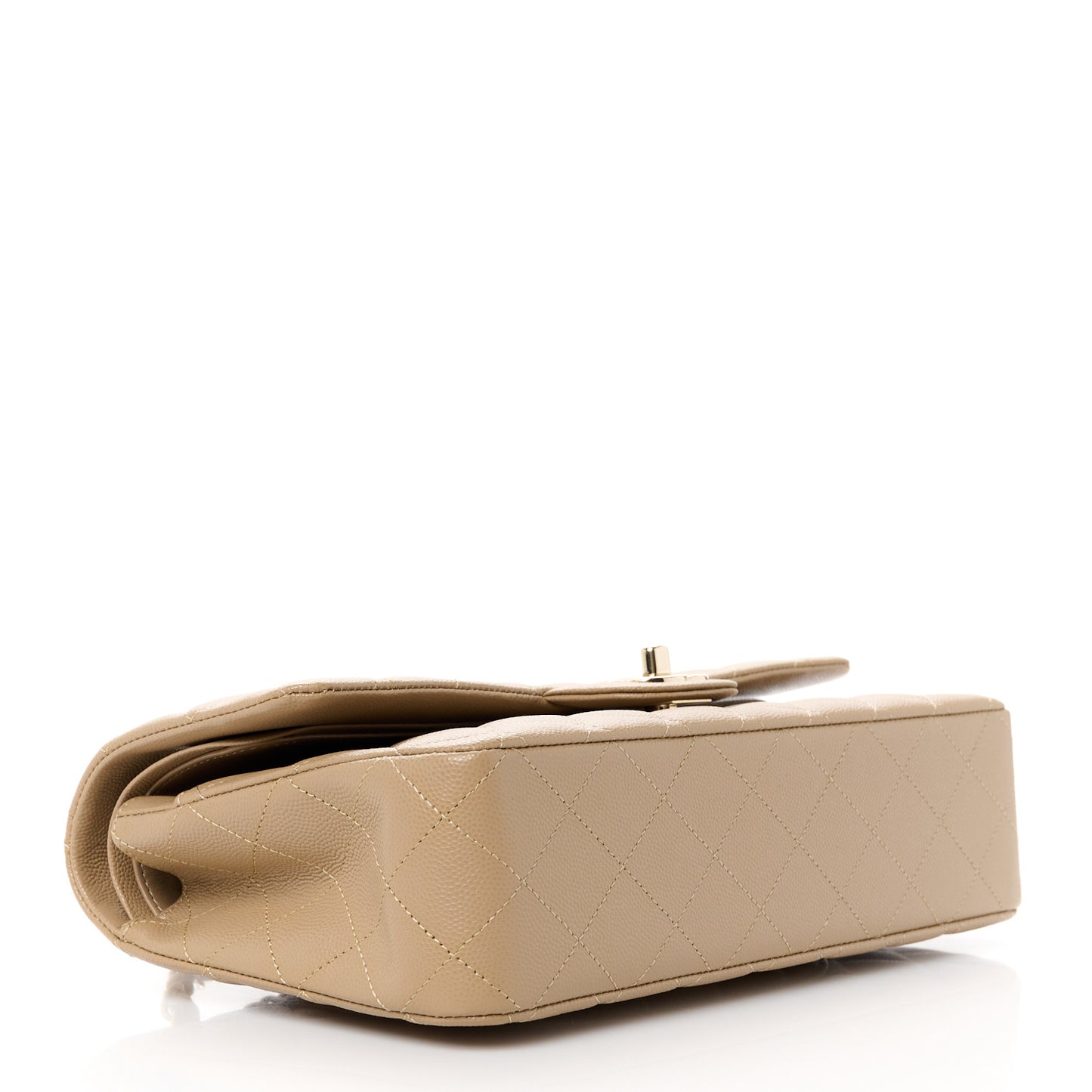 Caviar Quilted Medium Double Flap Dark Beige