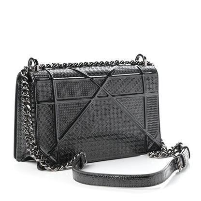 Christian Dior Metallic Patent Micro-Cannage Medium Diorama Flap Bag Onyx Black 3 of 10