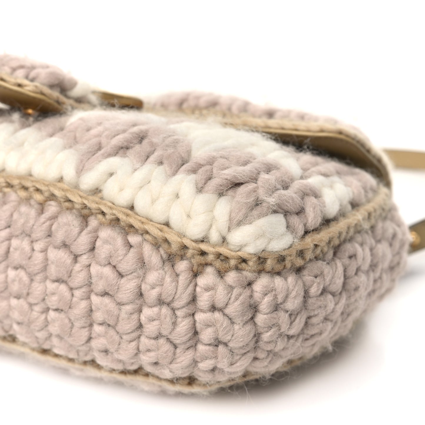 Wool Houndstooth Woven Small GG Marmont Shoulder Bag Beige White Sand