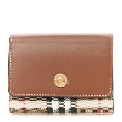 Burberry Grainy Calfskin Vintage Check Small Folding Wallet Archive Beige Tan 1 of 10