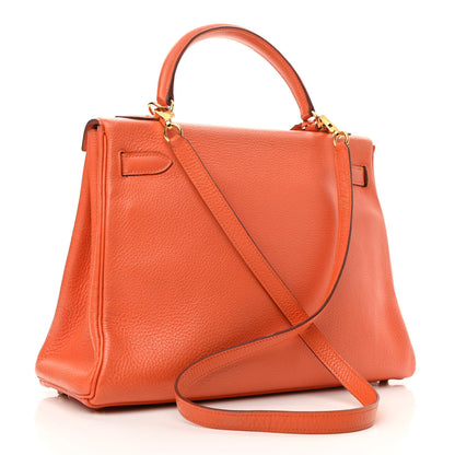 Hermes Togo Kelly Retourne 32 Orange 2 of 13