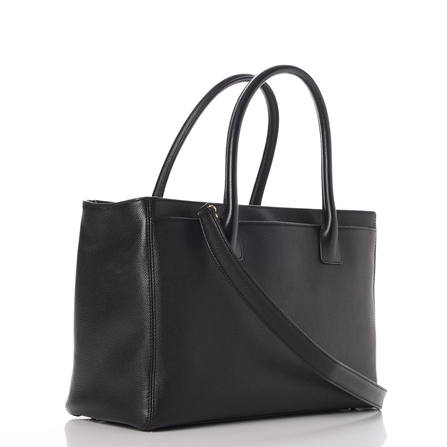 Calfskin Cerf Executive Shopper Tote Black
