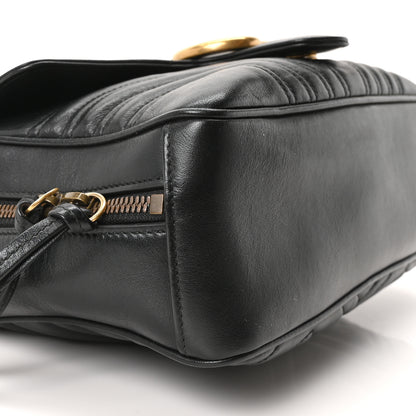 Gucci Calfskin Matelasse Sylvie Web Small GG Marmont Top Handle Shoulder Bag Black 9 of 10