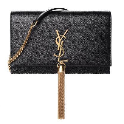 Saint Laurent Grain De Poudre Small Classic Monogram Kate Tassel Chain Wallet Black 1 of 9