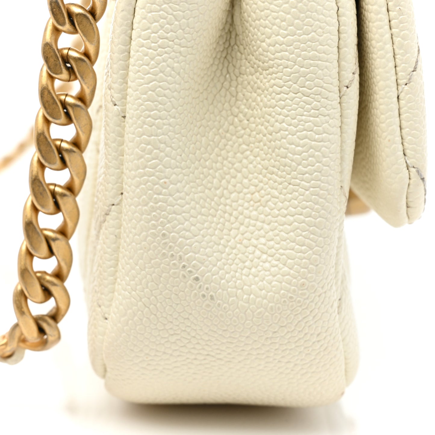 Caviar Quilted Chain Melody Waist Belt Bag White