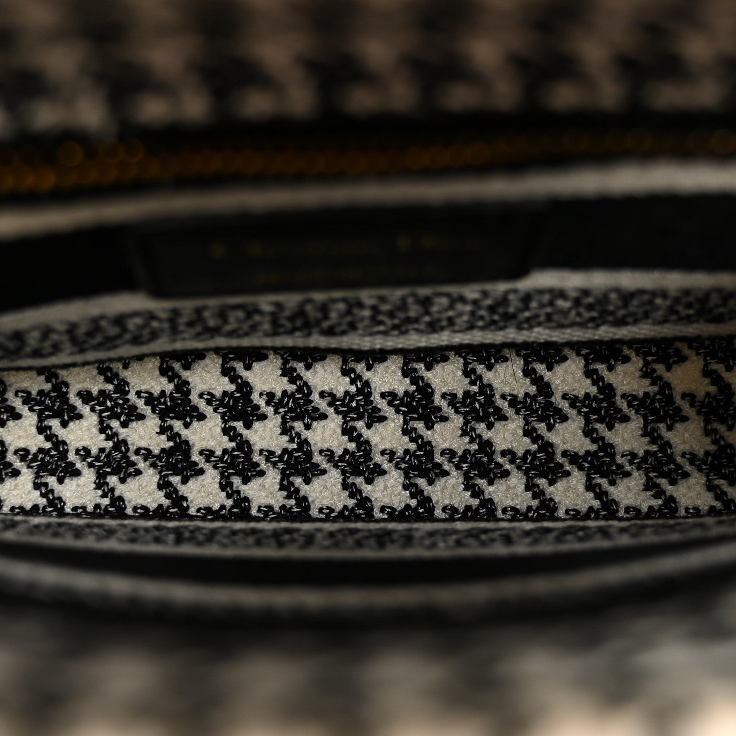 Christian Dior Canvas Houndstooth Embroidered Mini Lady D-Lite Black White 5 of 10