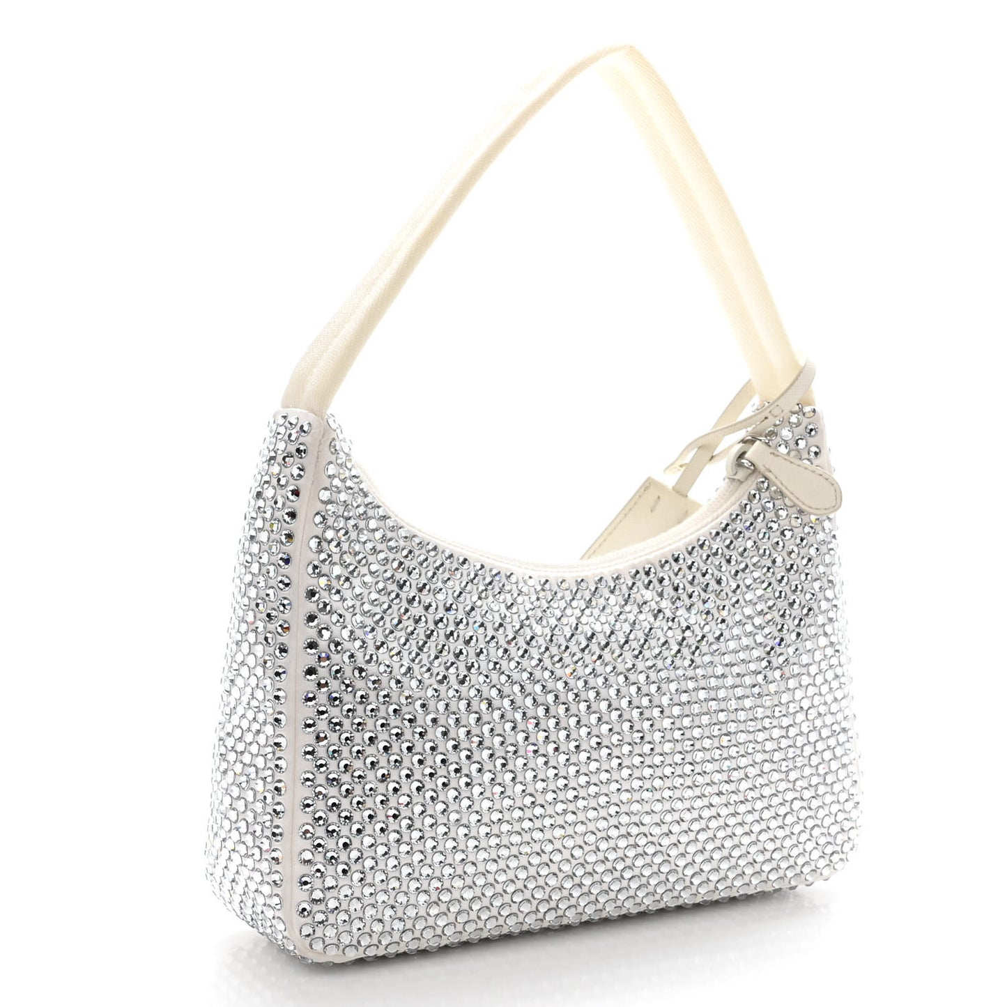 Satin Crystal Mini Re-Edition 2000 Bag White