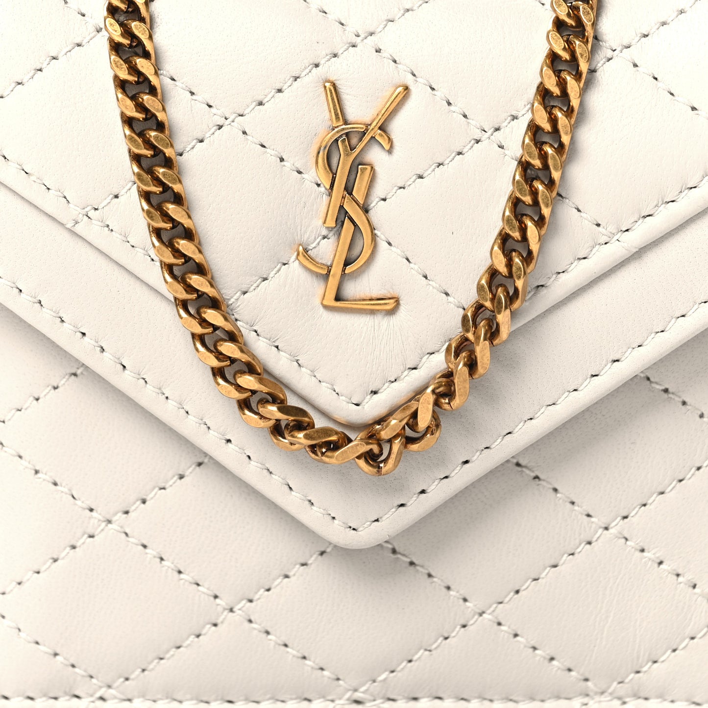 Lambskin Quilted Monogram Micro Gaby Crossbody Bag Blanc Vintage