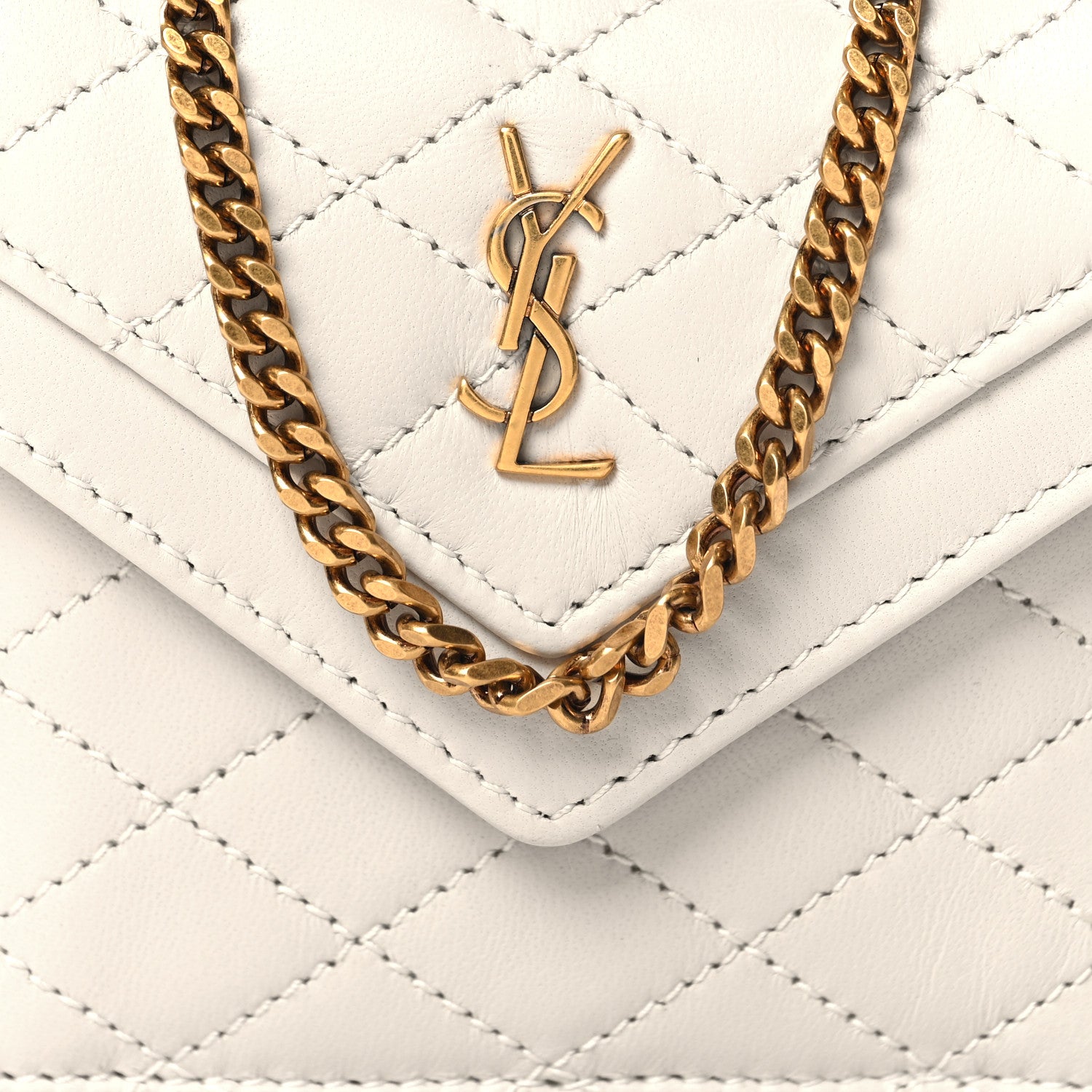 Saint Laurent Lambskin Quilted Monogram Micro Gaby Crossbody Bag Blanc Vintage 8 of 10