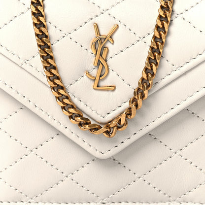 Saint Laurent Lambskin Quilted Monogram Micro Gaby Crossbody Bag Blanc Vintage 8 of 10