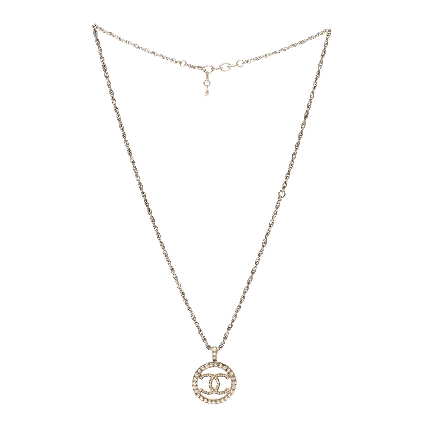 Chanel Pearl CC Round Pendant Necklace Gold 3 of 6
