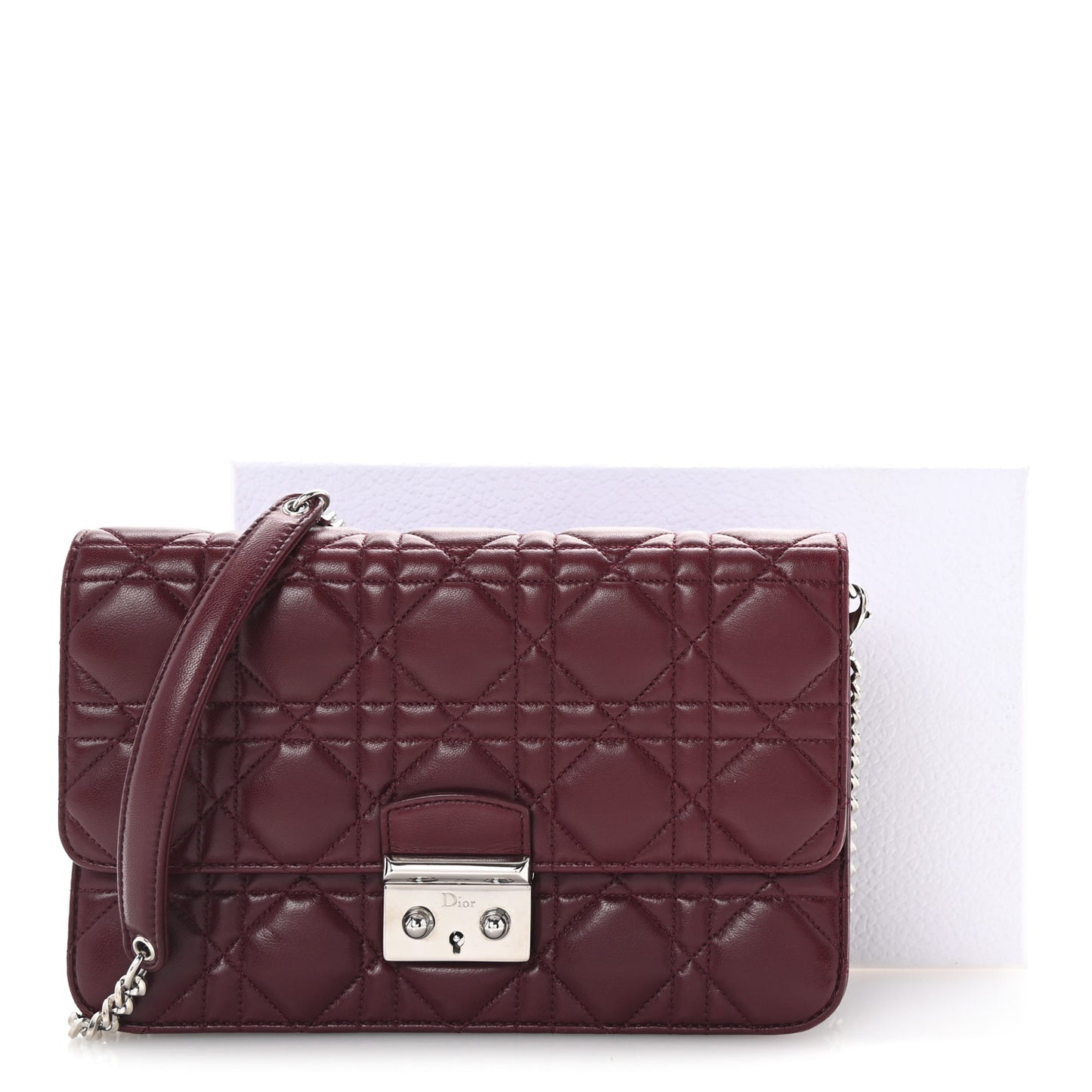 Lambskin Cannage Miss Dior Promenade Pouch Plum