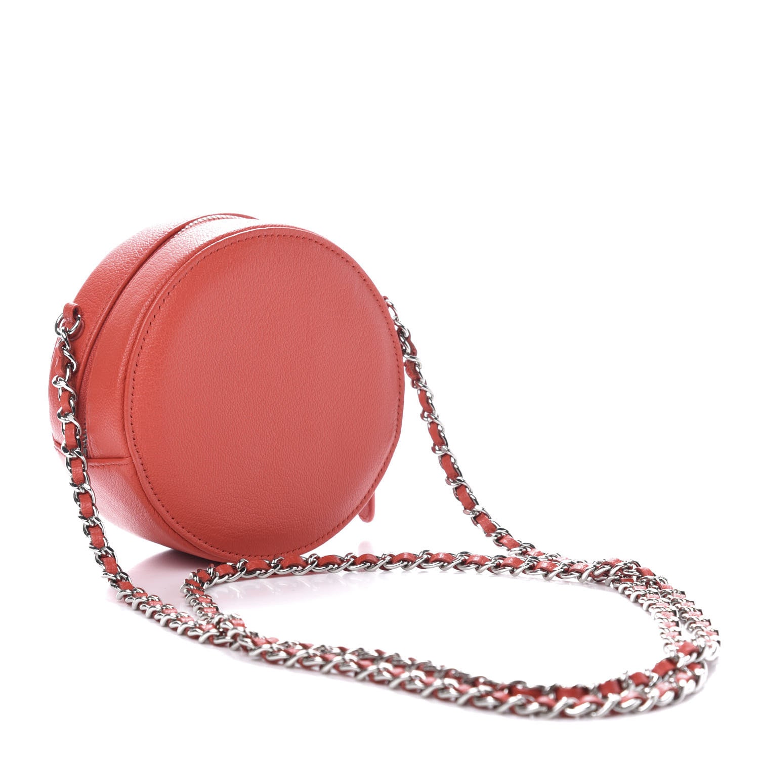Chanel Goatskin Round Clutch With Chain Red 2 of 10