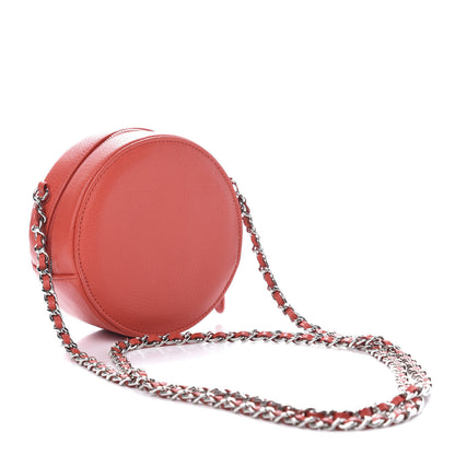 Chanel Goatskin Round Clutch With Chain Red 2 of 10