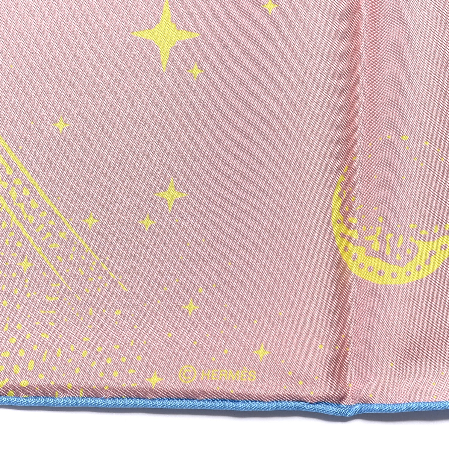 Hermes Silk Double Face Clair De Lune Scarf 90 Vieux Rose Jaune 4 of 4