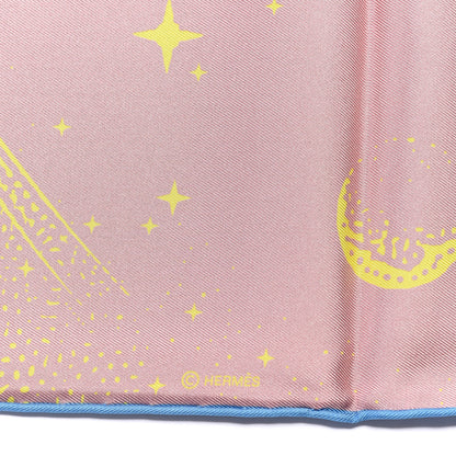 Hermes Silk Double Face Clair De Lune Scarf 90 Vieux Rose Jaune 4 of 4