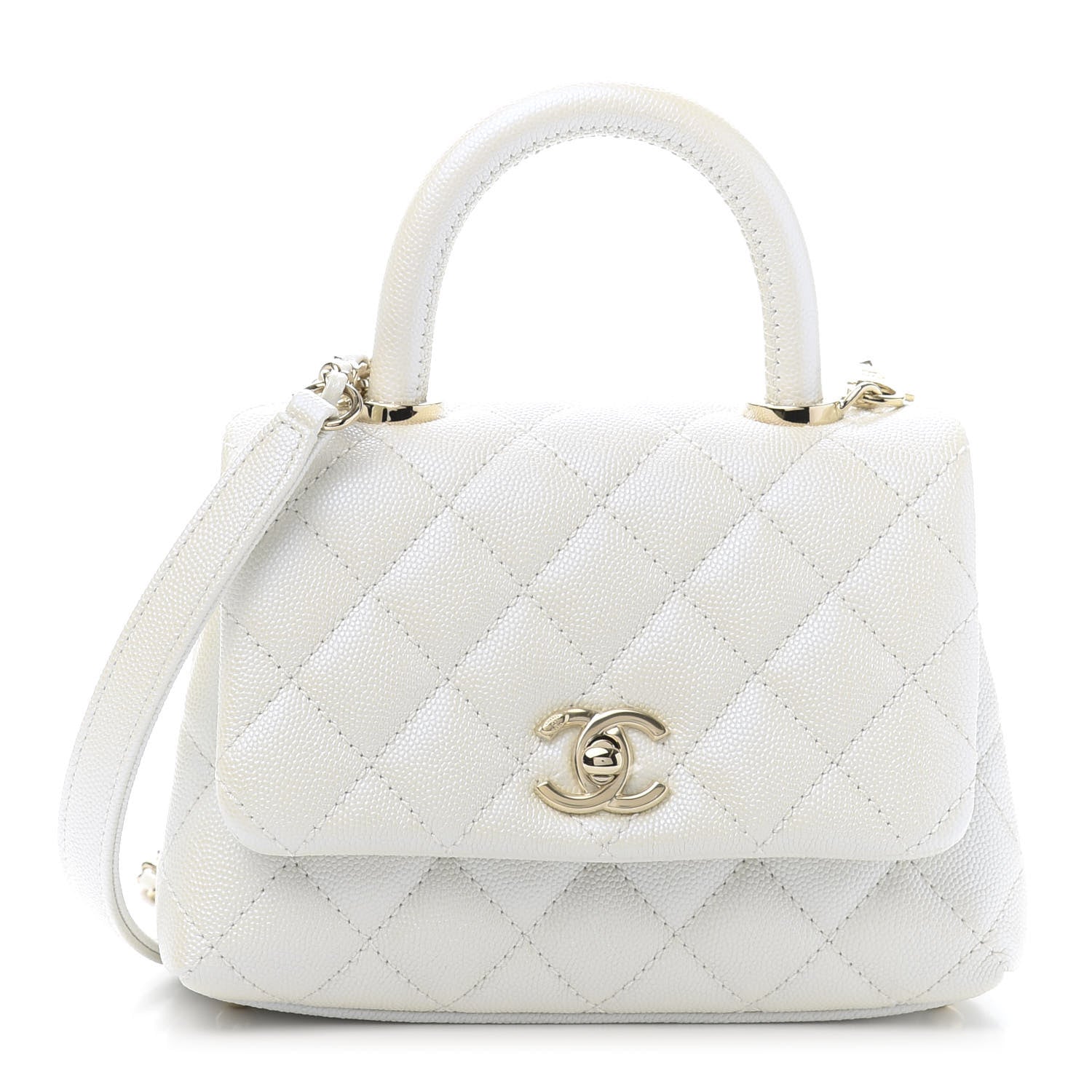 Chanel Iridescent Caviar Quilted Extra Mini Coco Handle Flap White 1 of 11