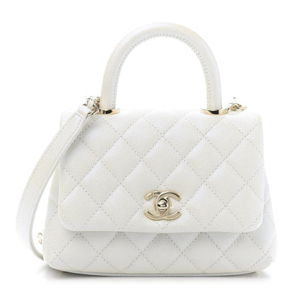 Chanel Iridescent Caviar Quilted Extra Mini Coco Handle Flap White 1 of 11