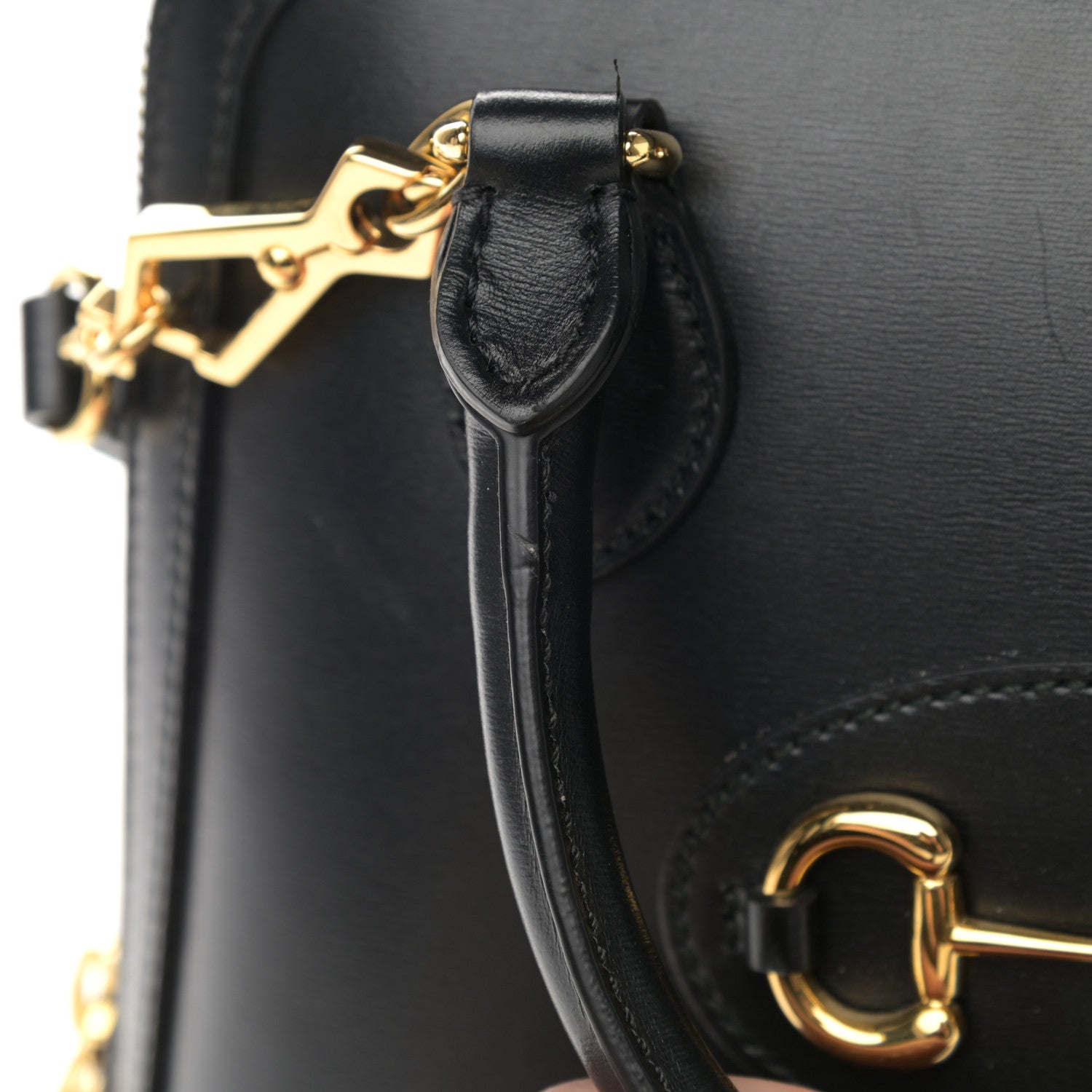 Gucci Boarded Plutone Calfskin Small Horsebit 1955 Top Handle Bag Black 15 of 15