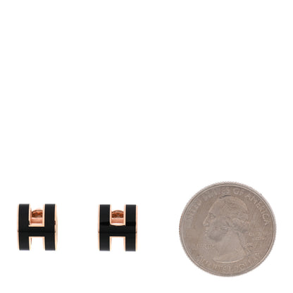 Hermes Rose Gold Lacquered Pop H Earrings Black 5 of 11