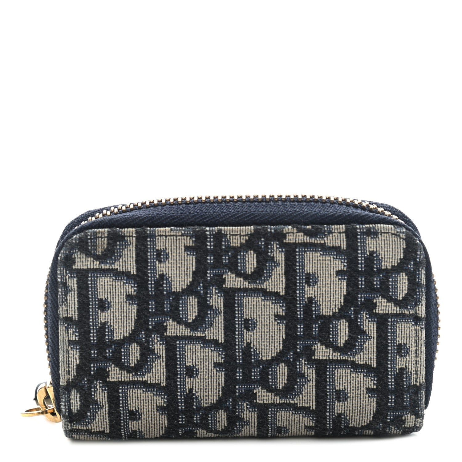 Christian Dior Oblique Zip Coin Key Wallet Blue 1 of 7