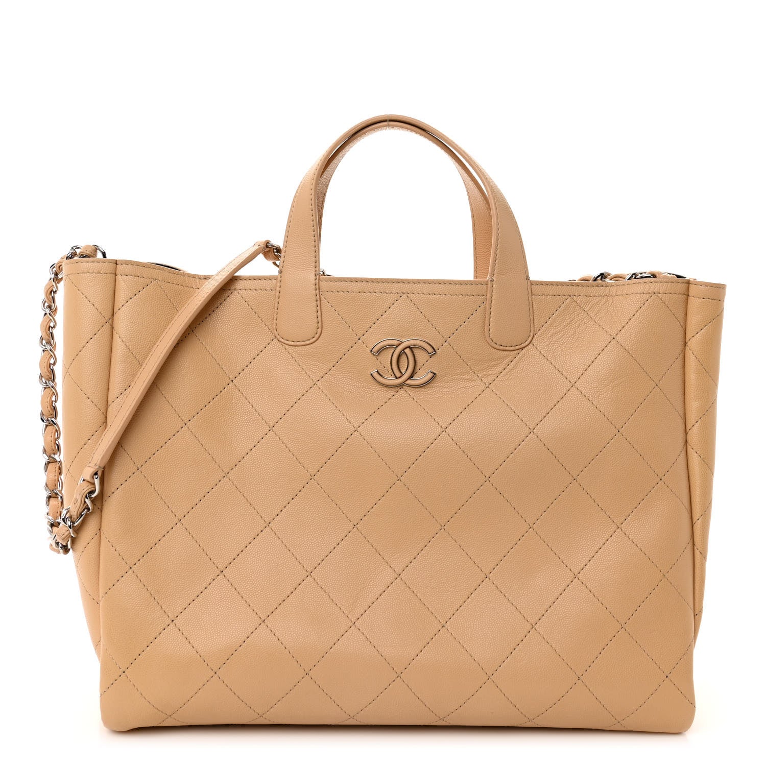 Chanel Caviar Stitched Large Shopping Tote Beige 1 of 10