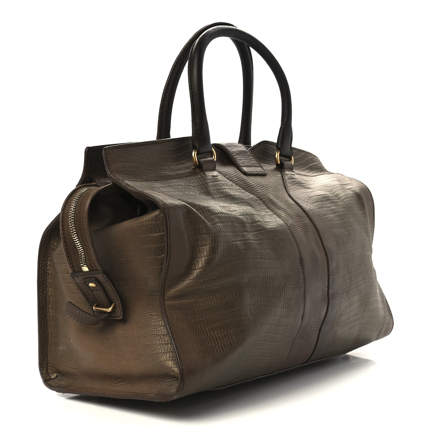 Lizard Calfskin Embossed Medium Cabas ChYc Brown