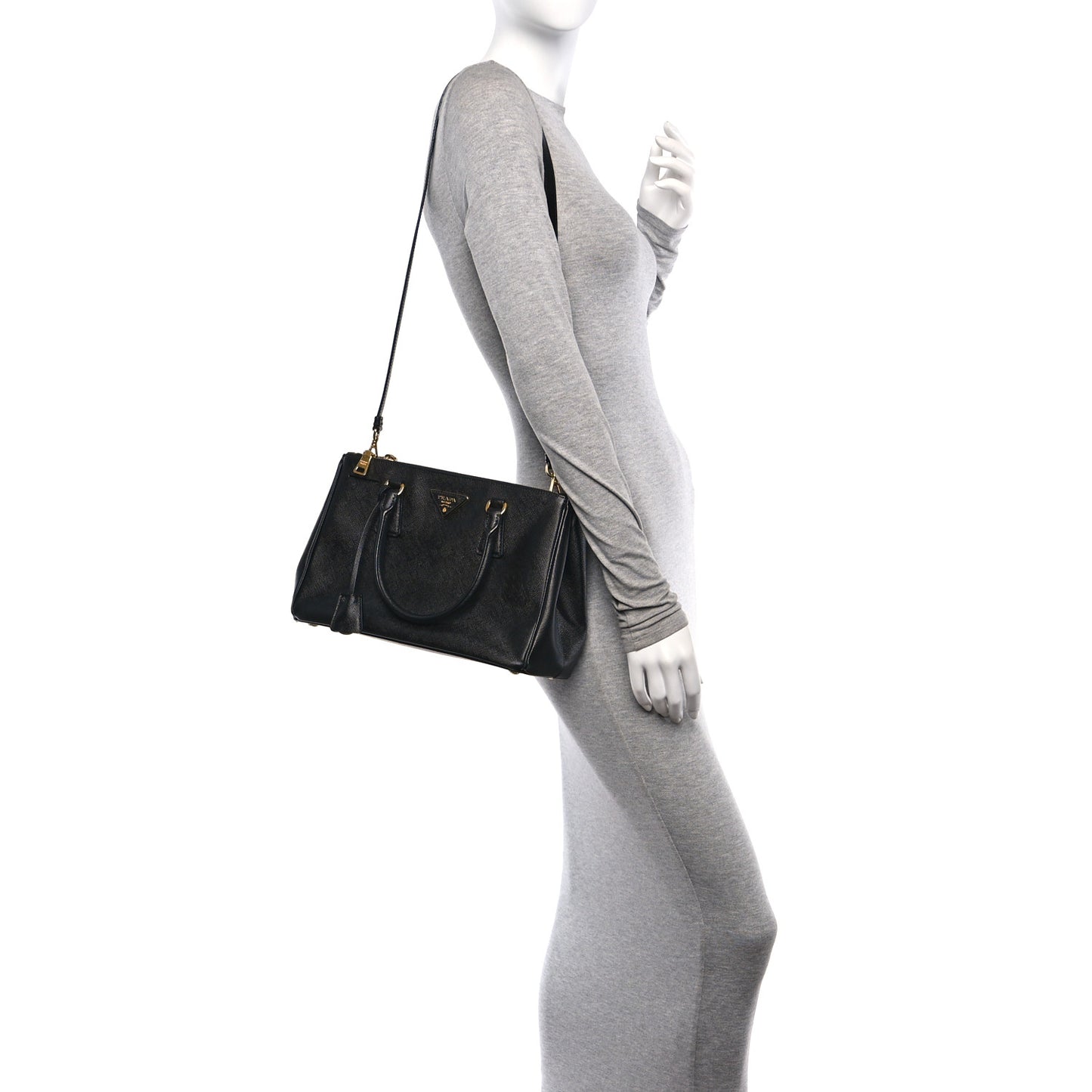 Saffiano Small Galleria Double Zip Tote Black