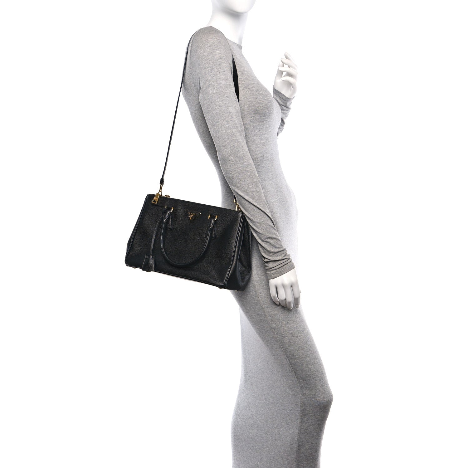 Prada Saffiano Small Galleria Double Zip Tote Black 2 of 17