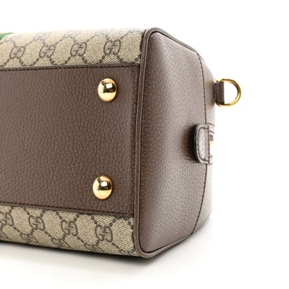 Gucci GG Supreme Monogram Textured Dollar Calfskin Web Medium Ophidia Top Handle Bowler Bag Beige Ebony New Acero 9 of 10