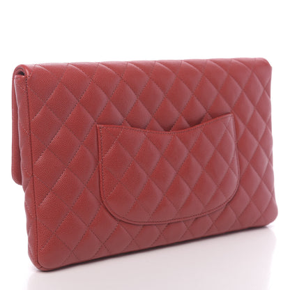 Chanel Caviar Quilted Flap Clutch Red 3 of 10