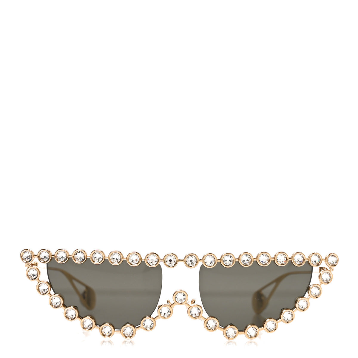 Gucci Metal Crystal Cat Eye Sunglasses GG0364S Gold 2 of 7