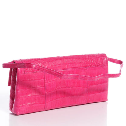 Nancy Gonzalez Crocodile Soft Flap Clutch Pink 3 of 7