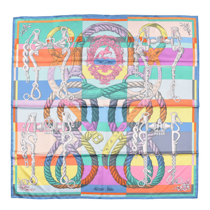 Hermes Silk Double Della Cavalleria Fine Scarf 90 Vert Jaune Vif Mauve Sylvestre 1 of 6