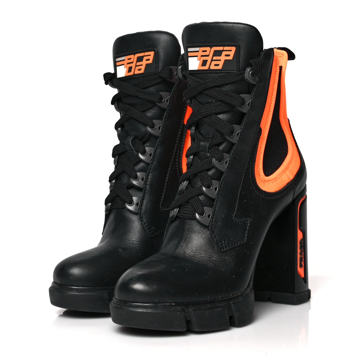 Vitello Montana Neoprene Lace Up Chelsea 110mm Ankle Boots 39 Black Arancio