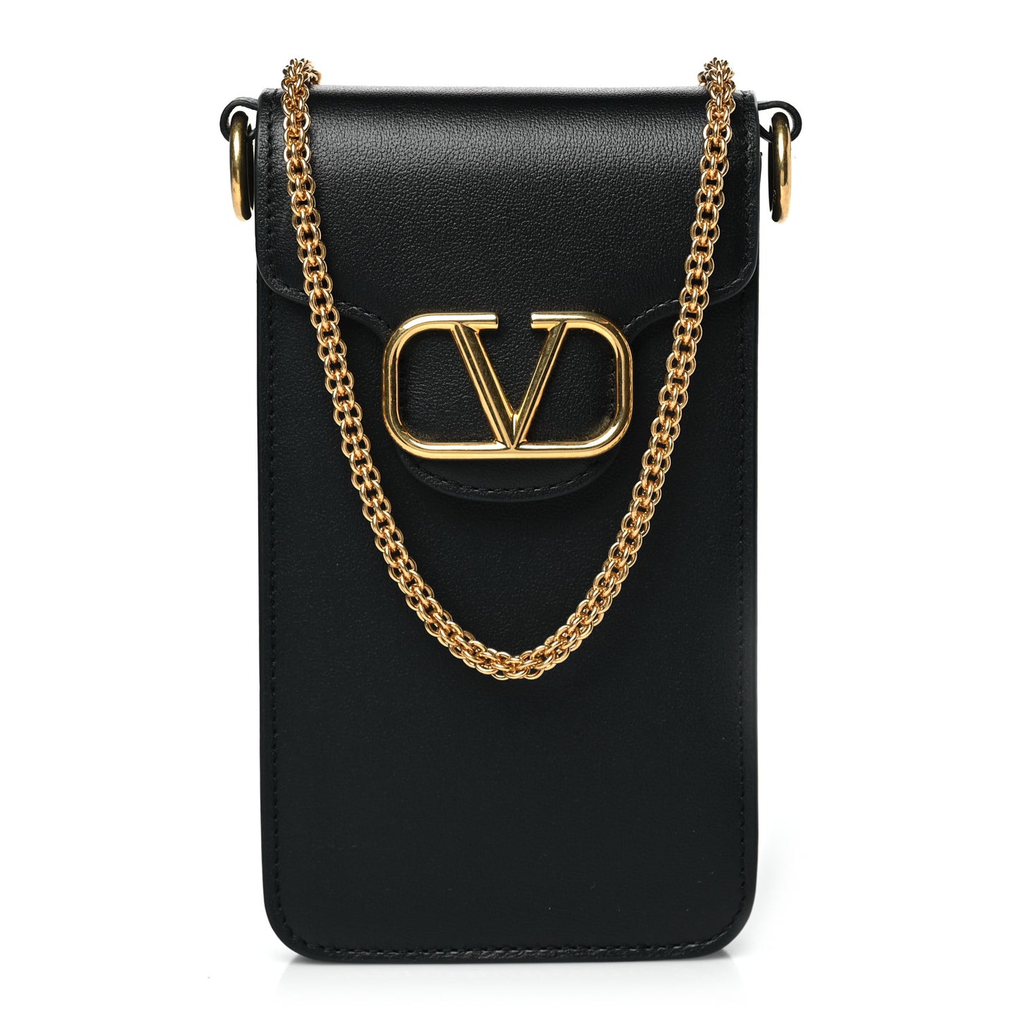 Calfskin Loco Phone Case With Chain Black