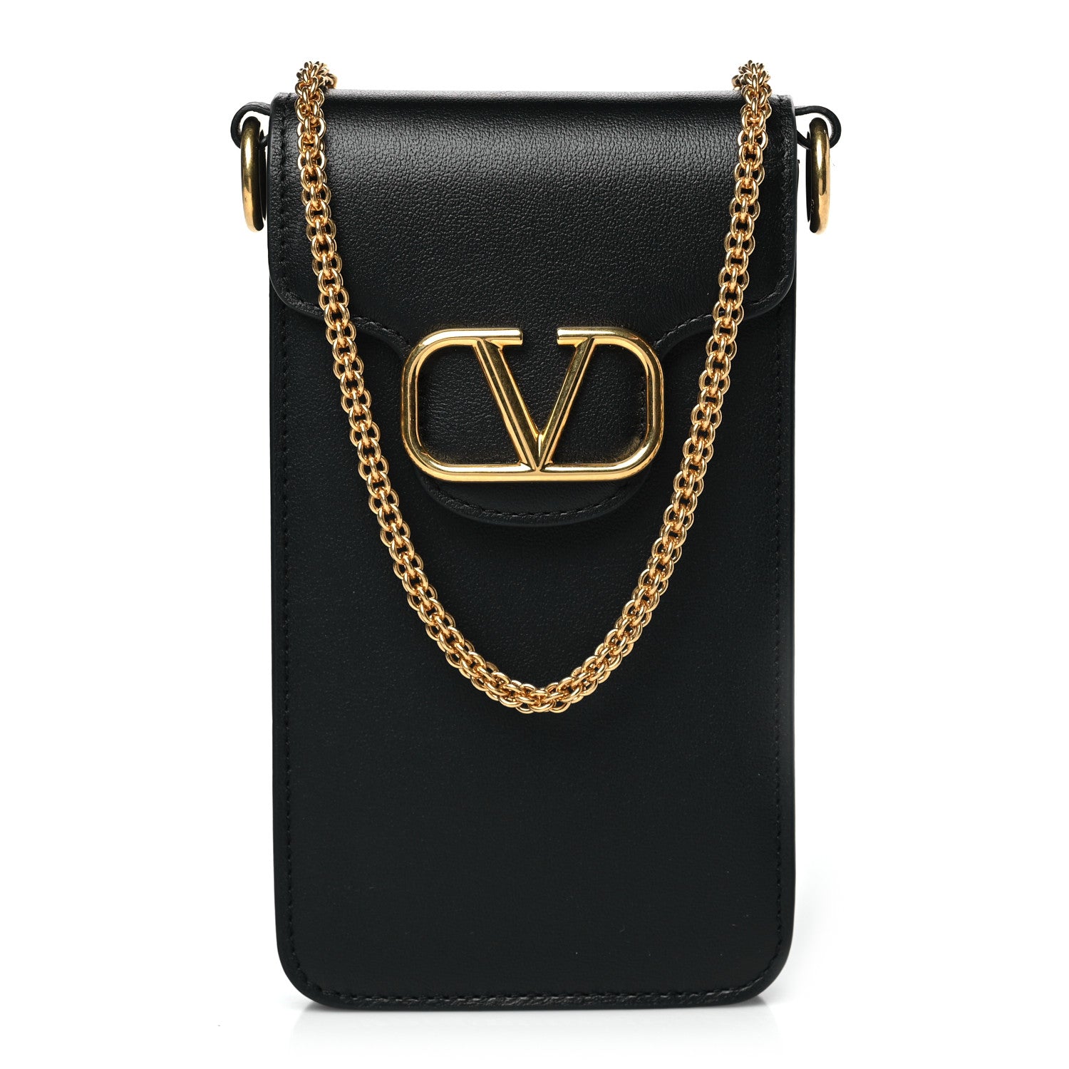 Valentino Garavani Calfskin Loco Phone Case With Chain Black 1 of 8