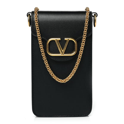 Valentino Garavani Calfskin Loco Phone Case With Chain Black 1 of 8