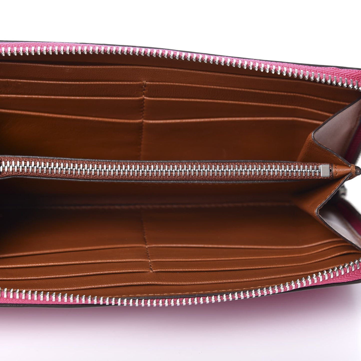 Lambskin Logo Zip Around Wallet Fuchsia