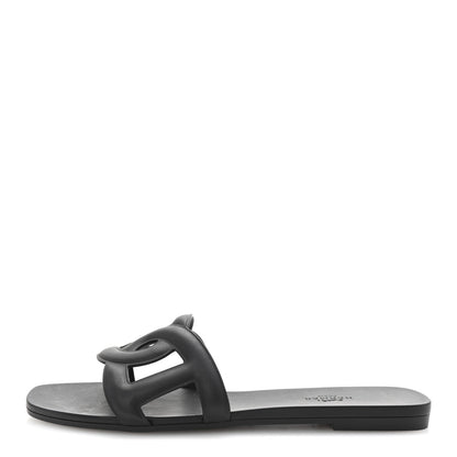 Hermes Rubber Aloha Sandals 39 Black 1 of 8