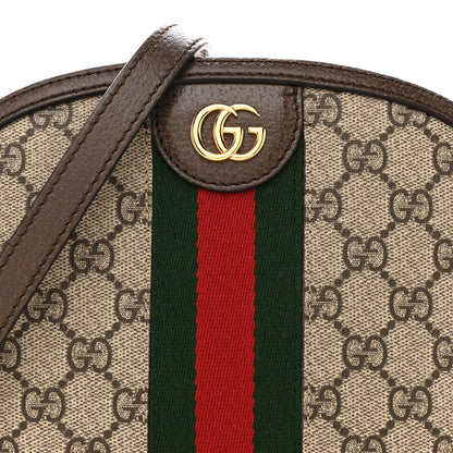 Gucci GG Supreme Monogram Textured Dollar Calfskin Web Small Ophidia Dome Shoulder Bag Beige Ebony New Acero 8 of 13