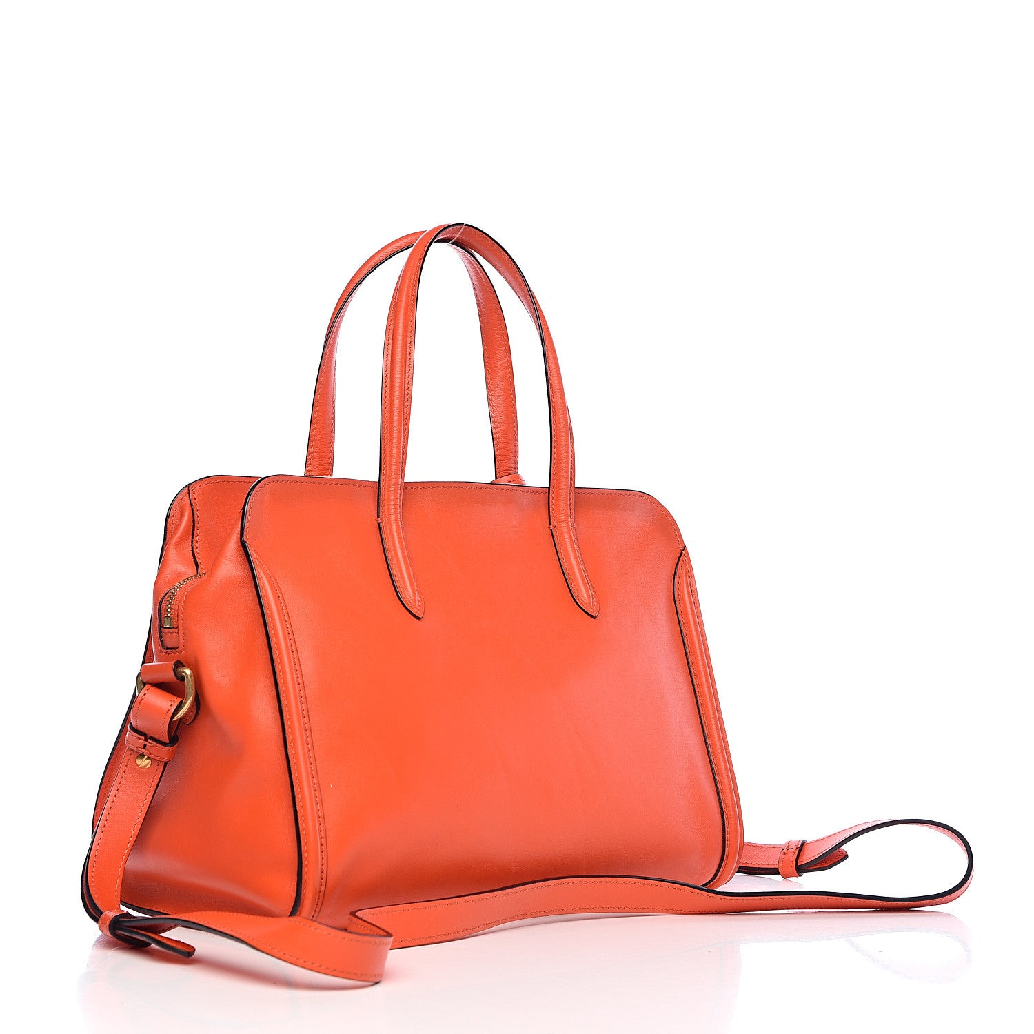 Alexander McQueen Calfskin Small Skull Padlock Zip Around Tote Orange 3 of 12